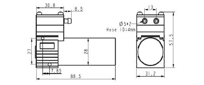 micro diaphragm liquid pump 24v tf30a-c-dimension